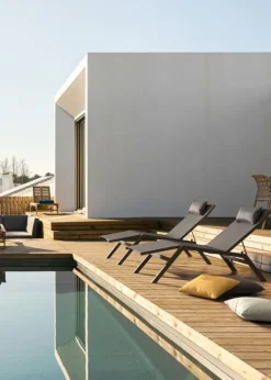 Bizzotto CHAISE LONGUE IN ALLUMINIO ANTRACITE JX55 - KRION