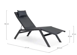 Bizzotto CHAISE LONGUE IN ALLUMINIO ANTRACITE JX55 - KRION