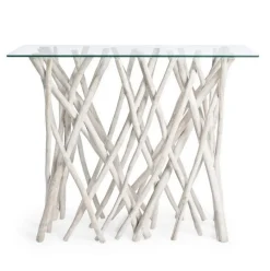 Sale Bizzotto CONSOLLE IN TEAK CON RIPIANO IN VETRO - SAHEL