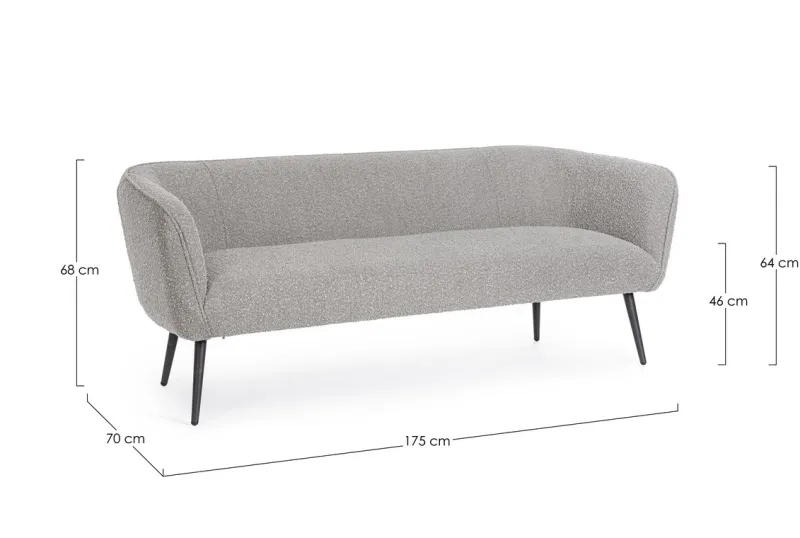 Discount Bizzotto DIVANO 3 POSTI EFFETTO BOUCLE' GRIGIO - AVRIL