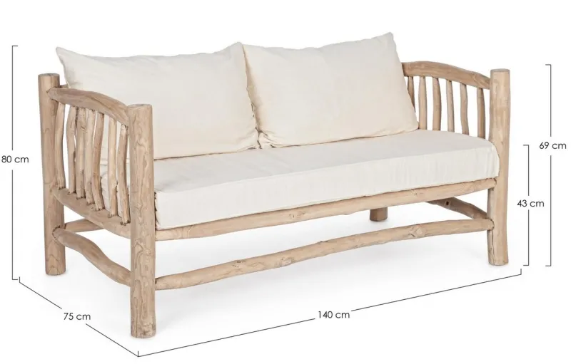 New Bizzotto DIVANO CON CUSCINO IN TEAK - SAHEL