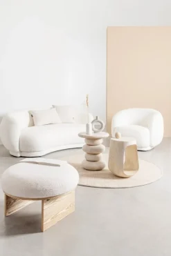 Clearance Bizzotto DIVANO EFFETTO BOUCLE' BIANCO - TECLA