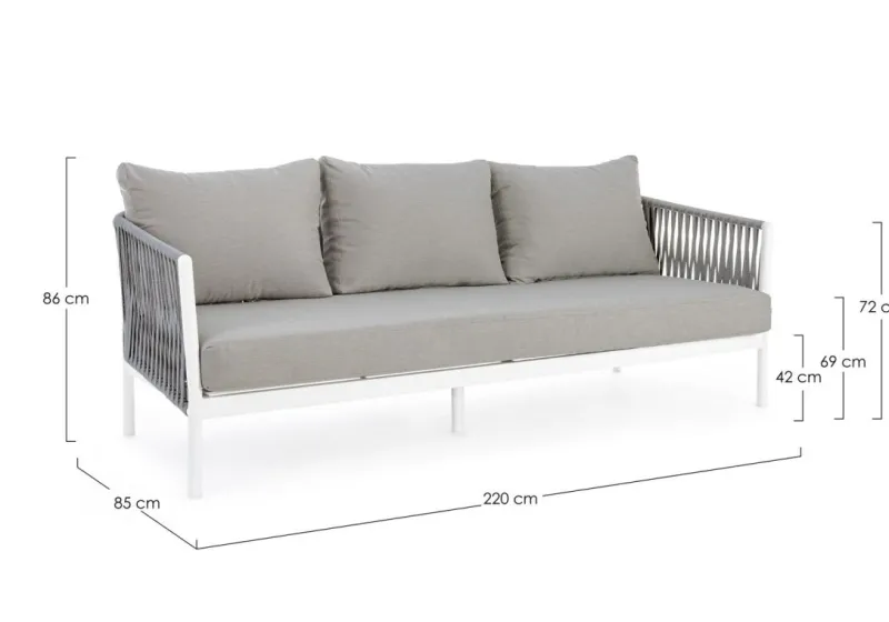 Clearance Bizzotto DIVANO IN CORDA PER ESTERNO BIANCO WG20 - FLORENCIA