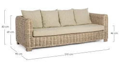 Discount Bizzotto DIVANO IN FIBRE NATURALI 3 POSTI - FORTALEZA