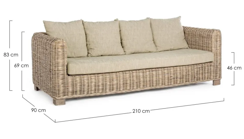 Discount Bizzotto DIVANO IN FIBRE NATURALI 3 POSTI - FORTALEZA