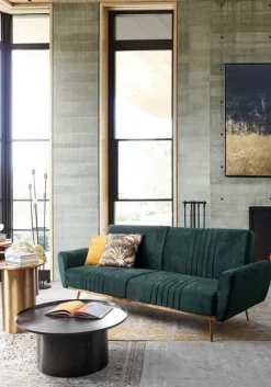 Clearance Bizzotto DIVANO LETTO IN VELLUTO VERDE SCURO - JOHNNY