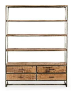 Outlet Bizzotto LIBRERIA IN LEGNO 4 CASSETTI - ELMER