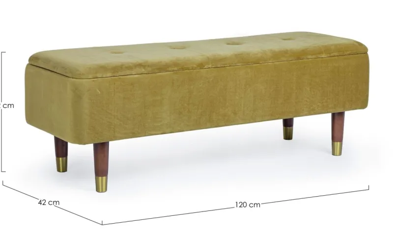 Best Bizzotto PANCA CONTENITORE IN VELLUTO OLIVE - KIRA