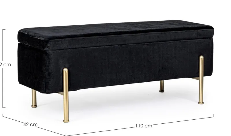 Hot Bizzotto PANCA CONTENITORE IN VELLUTO NERO - IRINA