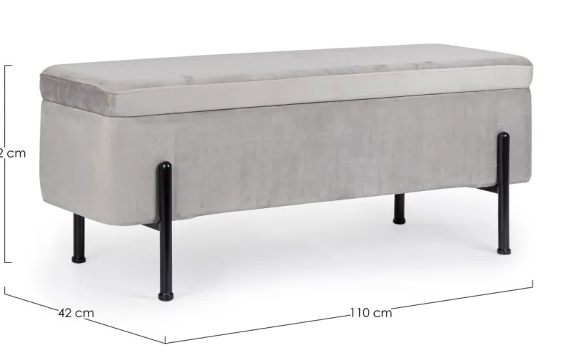 Clearance Bizzotto PANCA CONTENITORE IN VELLUTO GRIGIO CHIARO - IRINA