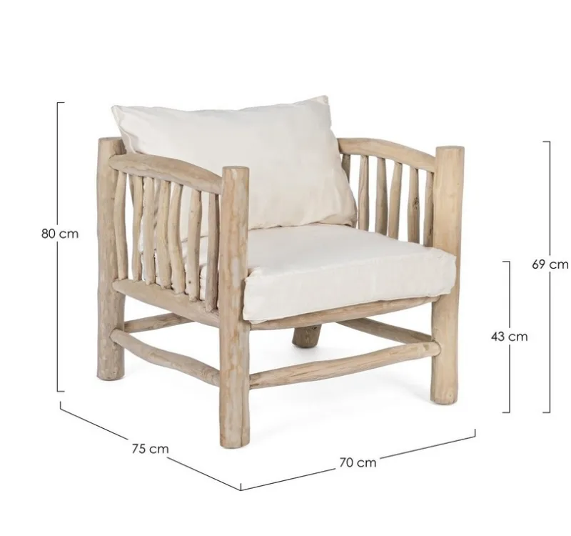 Hot Bizzotto POLTRONA CON CUSCINO IN TEAK - SAHEL