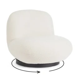 Discount Bizzotto POLTRONA GIREVOLE EFFETTO BOUCLE' BIANCO - MARGOT