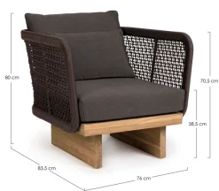 Clearance Bizzotto POLTRONA IN CORDA PER ESTERNO - XYLIA DARK