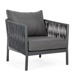 New Bizzotto POLTRONA IN CORDA PER ESTERNO ANTRACITE WG21 - FLORENCIA