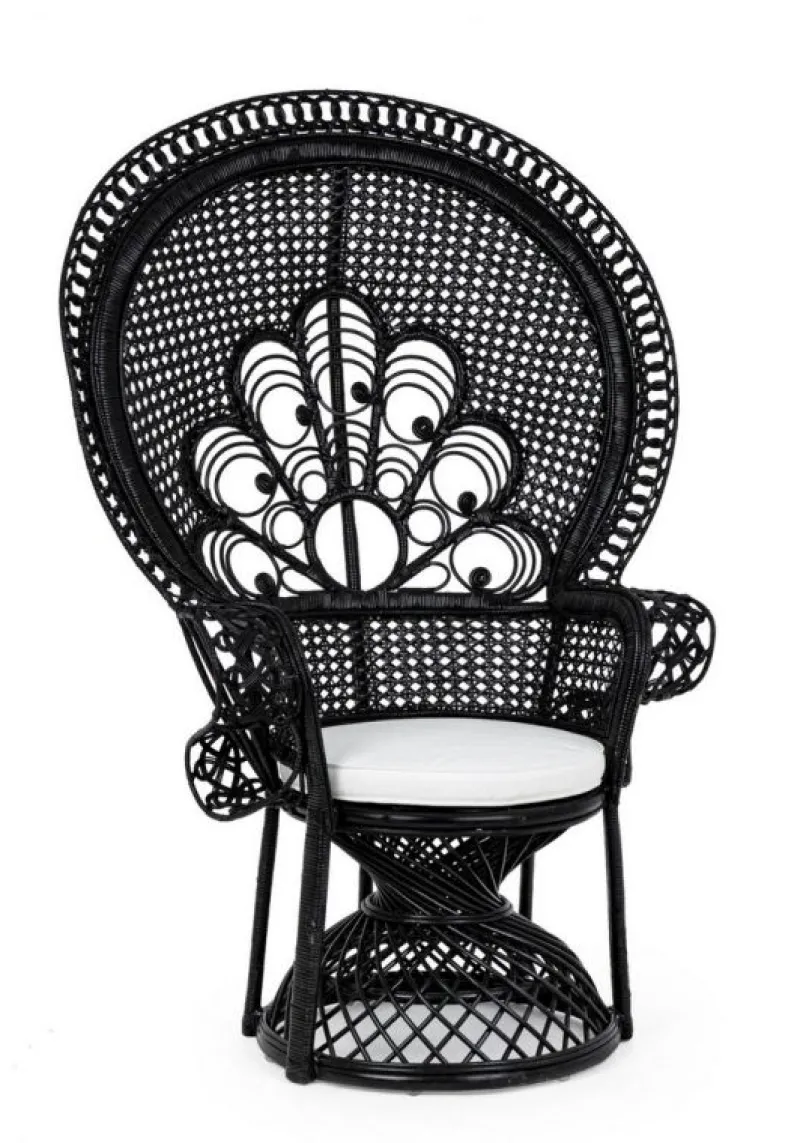 Outlet Bizzotto POLTRONA IN FIBRE NATURALI SFODERABILE NERO - PEACOCK