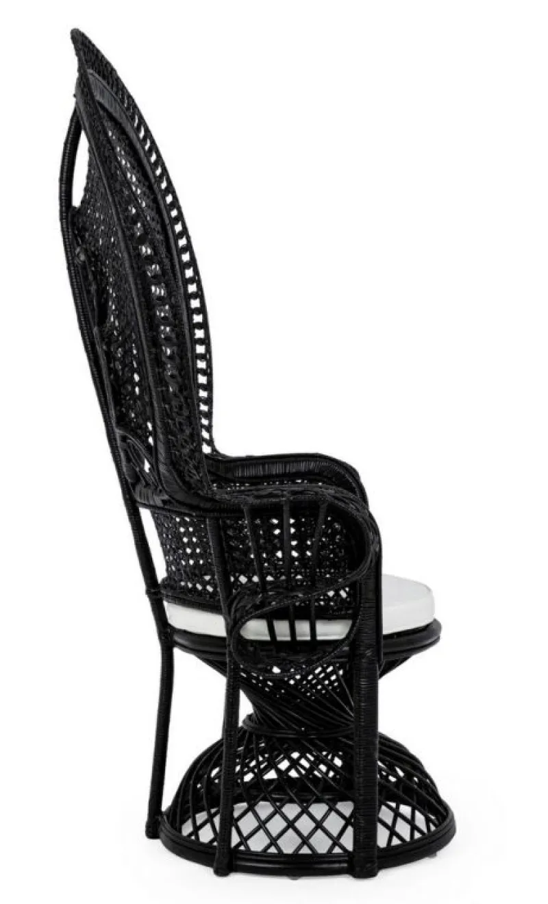Outlet Bizzotto POLTRONA IN FIBRE NATURALI SFODERABILE NERO - PEACOCK