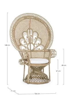 Clearance Bizzotto POLTRONA IN FIBRE NATURALI SFODERABILE NATURALE - PEACOCK