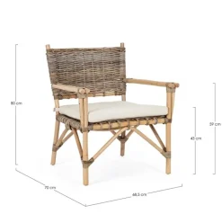Outlet Bizzotto POLTRONA IN FIBRE NATURALI CON CUSCINO - TARIFA