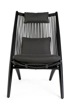Bizzotto POLTRONA LOUNGE IN CORDA PER ESTERNO NERO XK0Y - ALOHA NEW