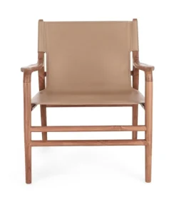 Best Bizzotto POLTRONA LOUNGE IN PELLE TORTORA- CAROLINE