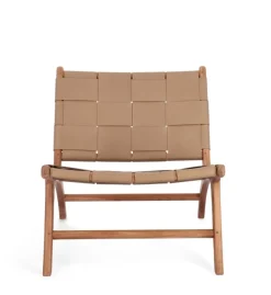 Outlet Bizzotto POLTRONA LOUNGE IN PELLE TORTORA - JOANNA