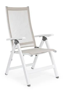 Outlet Bizzotto POLTRONA RECLINABILE IN ALLUMINIO PIEGHEVOLE BIANCA - CRUISE