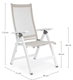 Outlet Bizzotto POLTRONA RECLINABILE IN ALLUMINIO PIEGHEVOLE BIANCA - CRUISE