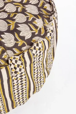 Clearance Bizzotto POUF CALAIS NERO C-TULIPANO-ROMBO D65X25