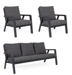 Outlet Bizzotto SALOTTO IN ALLUMINIO ANTRACITE JX55 - TRUMAN