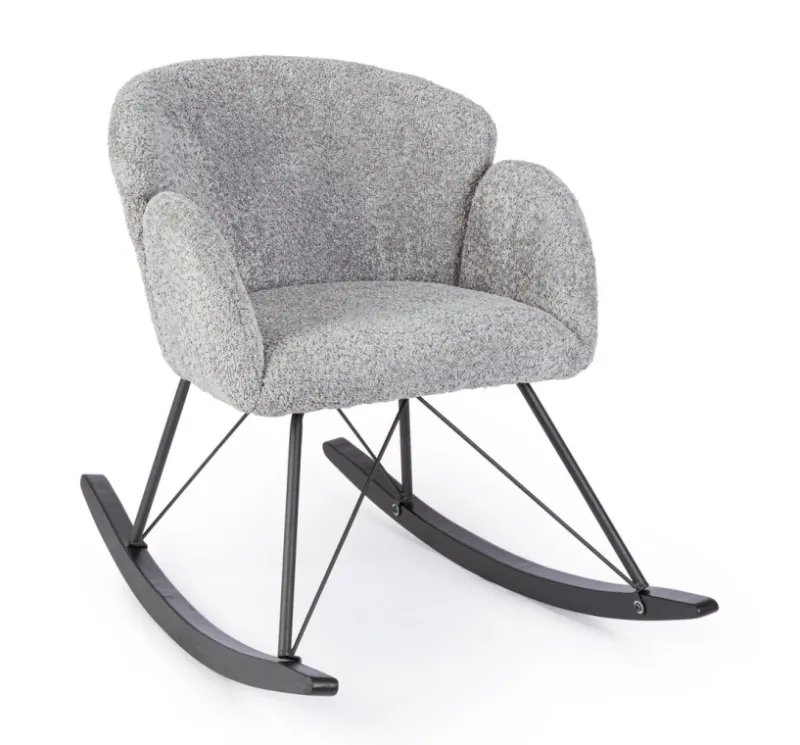 Outlet Bizzotto SEDIA A DONDOLO EFFETTO BOUCLE' GRIGIO CHIARO - SIBILLA