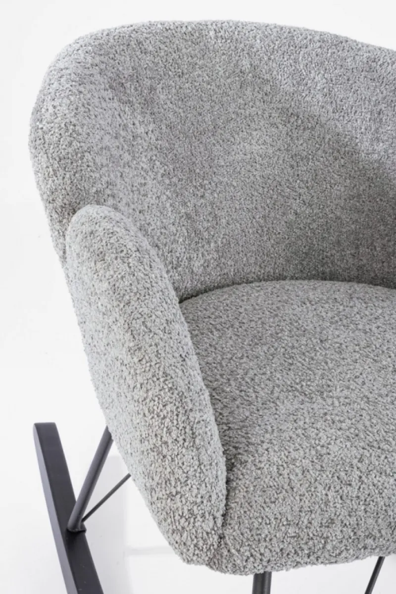 Outlet Bizzotto SEDIA A DONDOLO EFFETTO BOUCLE' GRIGIO CHIARO - SIBILLA