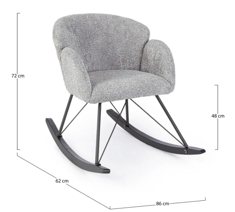 Outlet Bizzotto SEDIA A DONDOLO EFFETTO BOUCLE' GRIGIO CHIARO - SIBILLA