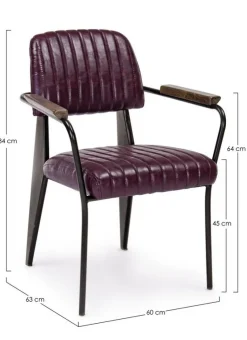 Sale Bizzotto SEDIA CON BRACCIOLI IN ECOPELLE BORDEAUX - NELLY