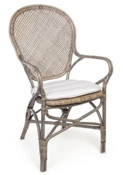 Outlet Bizzotto SEDIA CON BRACCIOLI IN FIBRE NATURALI - EDELINA