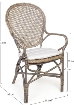 Outlet Bizzotto SEDIA CON BRACCIOLI IN FIBRE NATURALI - EDELINA