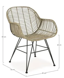 Outlet Bizzotto SEDIA CON BRACCIOLI IN FIBRE NATURALI - RAQUEL