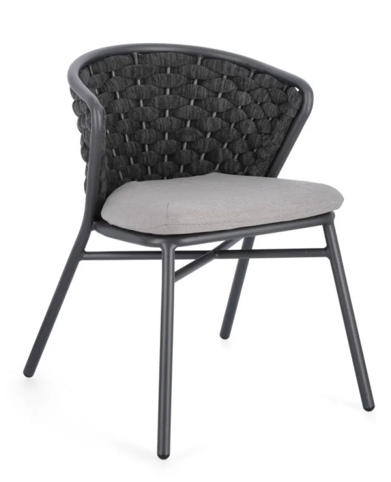 Outlet Bizzotto SEDIA IN ALLUMINIO ANTRACITE QS22/GRAPHITE - HARLOW