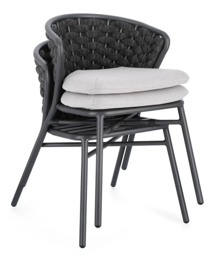 Outlet Bizzotto SEDIA IN ALLUMINIO ANTRACITE QS22/GRAPHITE - HARLOW