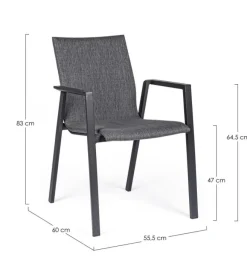 Online Bizzotto SEDIA IN ALLUMINIO IMPILABILE ANTRACITE JX55 - ODEON