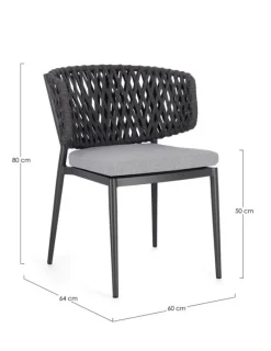 Clearance Bizzotto SEDIA IN CORDA ANTRACITE WG21 - NOELIA