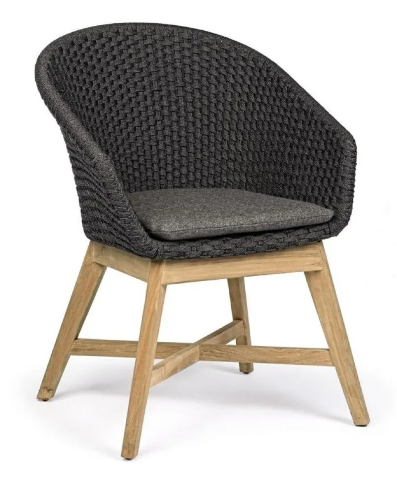 Online Bizzotto SEDIA IN CORDA PER ESTERNO ANTRACITE - COACHELLA