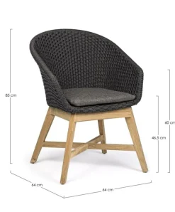 Online Bizzotto SEDIA IN CORDA PER ESTERNO ANTRACITE - COACHELLA