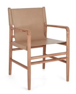 Outlet Bizzotto SEDIA IN PELLE CON BRACCIOLI TORTORA - CAROLINE