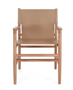 Outlet Bizzotto SEDIA IN PELLE CON BRACCIOLI TORTORA - CAROLINE