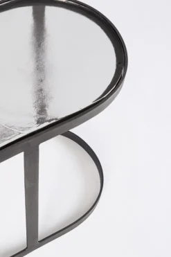 Hot Bizzotto SET 2 TAVOLINI OVALI FINITURA NICKLE - ZAYLA