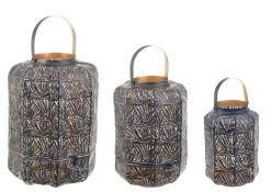 Outlet Bizzotto SET3 LANTERNA KAYLIE BOMB BLU-ORO