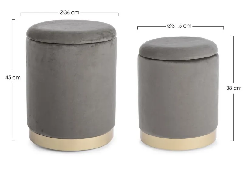 Sale Bizzotto SET2 POUF CONTENITORE GRIGIO - POLINA