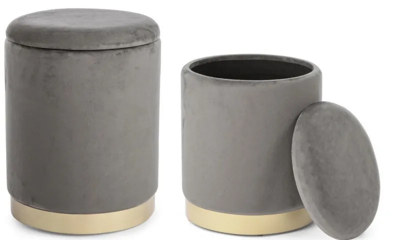 Sale Bizzotto SET2 POUF CONTENITORE GRIGIO - POLINA
