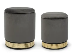 Online Bizzotto SET2 POUF CONTENITORE IN VELLUTO GRIGIO SCURO - MILENA