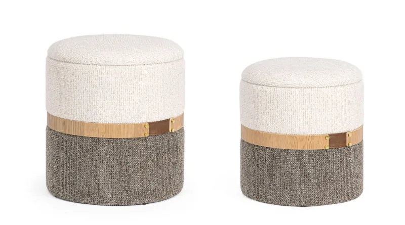 New Bizzotto SET2 POUF CONTENITORE TANYA BIA-GRIGIO